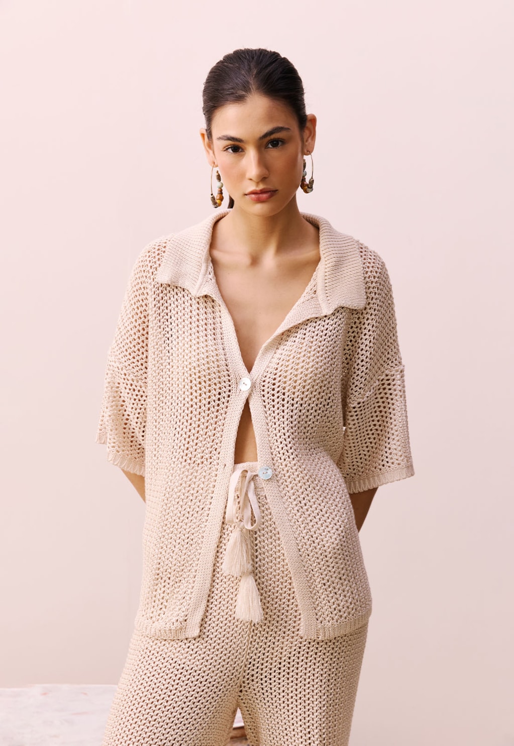 Camisa Polo Rendada Tricot