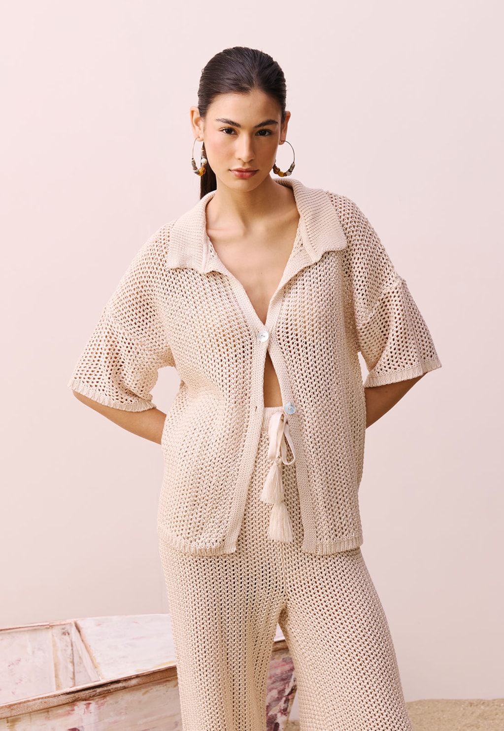 Camisa Polo Rendada Tricot