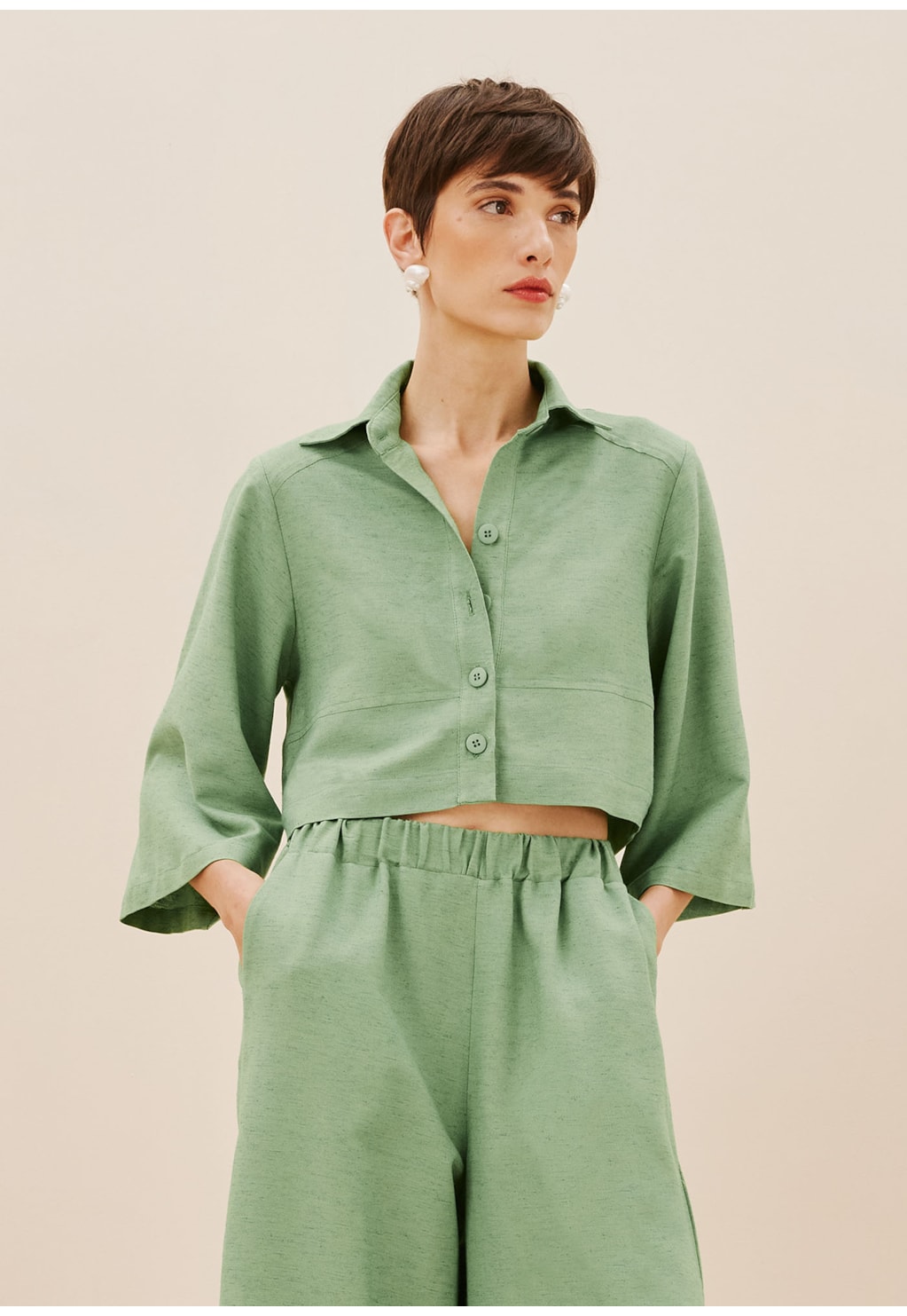 Camisa Quadradinha Manga Ampla