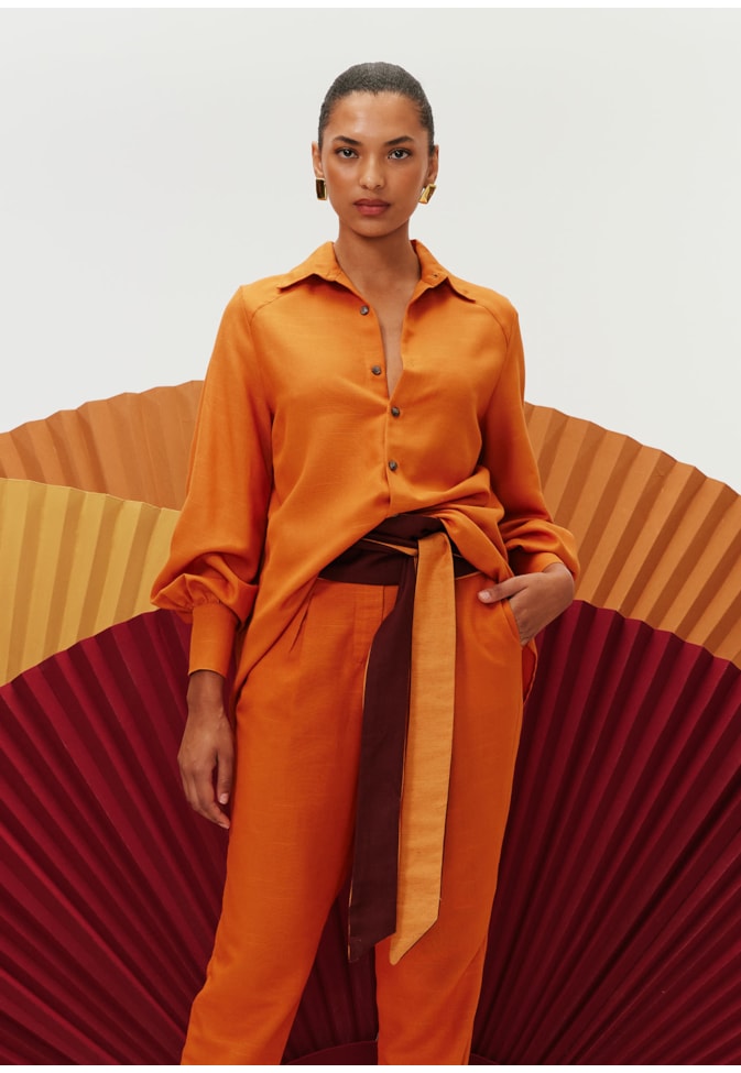 Camisa Recortes Manga Longa