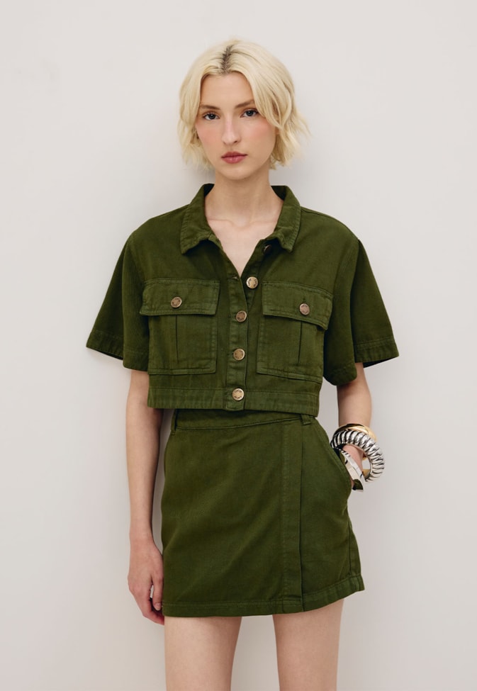 Camisa Sarja Cropped