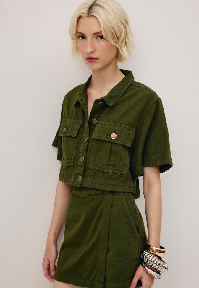 Camisa Sarja Cropped