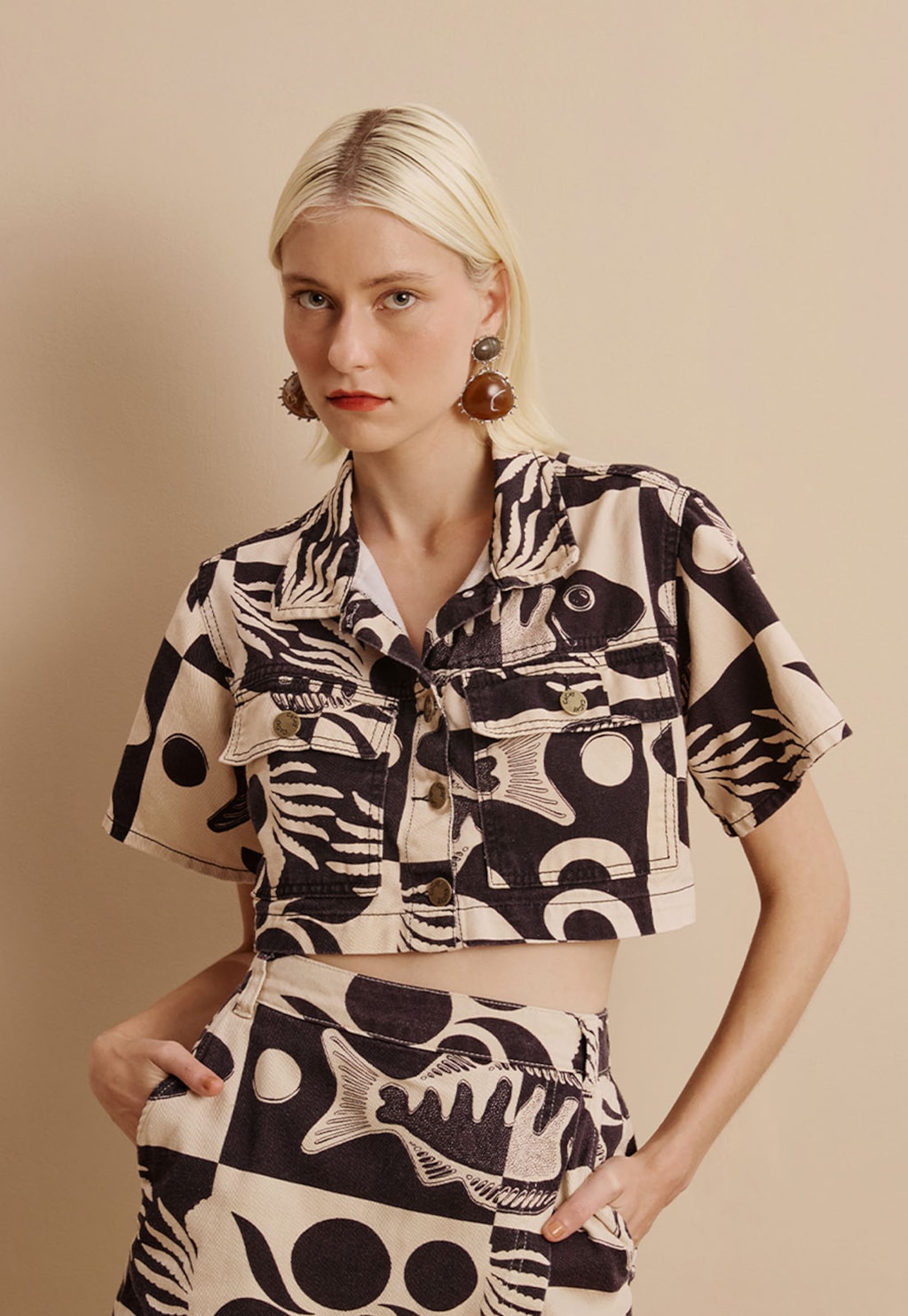 Camisa Sarja Estampada Tucunaré