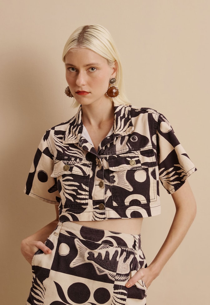 Camisa Sarja Estampada Tucunaré