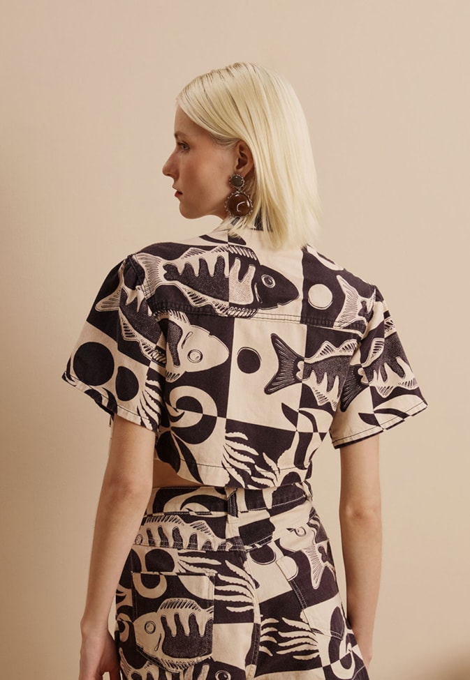 Camisa Sarja Estampada Tucunaré