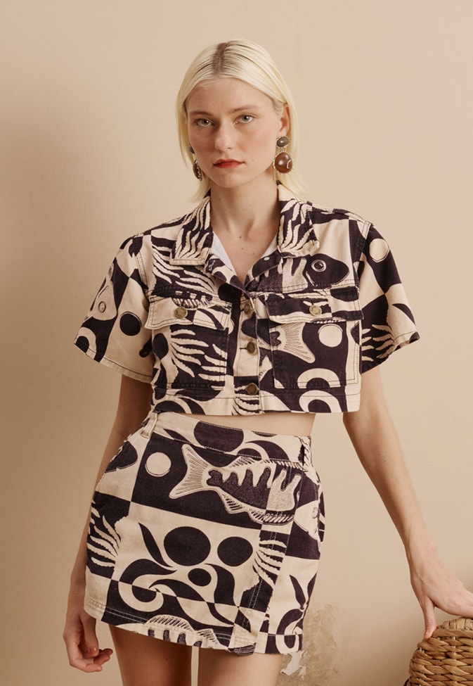 Camisa Sarja Estampada Tucunaré