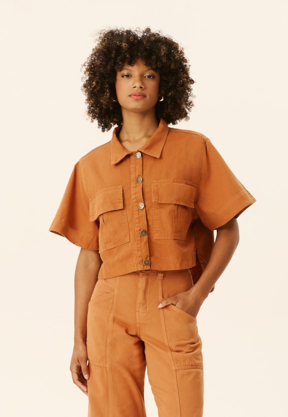 Camisa Sarja Lisa Vista Frontal