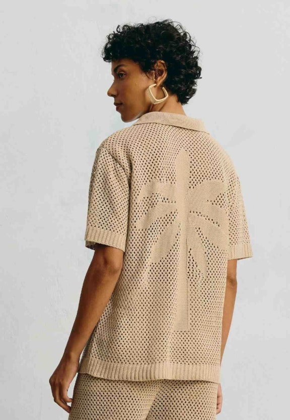 Camisa Tricot Jacquard Coqueiro Vista Frontal