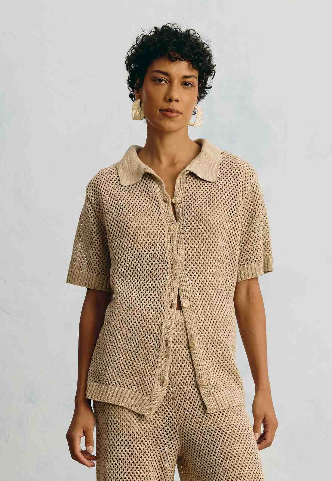 Camisa Tricot Jacquard Coqueiro Vista Traseira