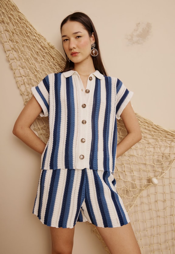 Camisa Tricot Listras Vista Frontal