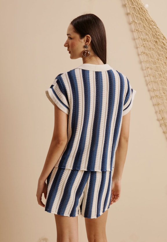 Camisa Tricot Listras Vista Traseira
