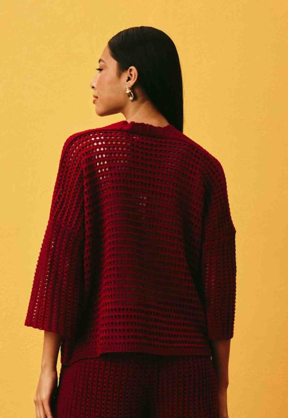 Camisa Tricot Mangas Vista Traseira
