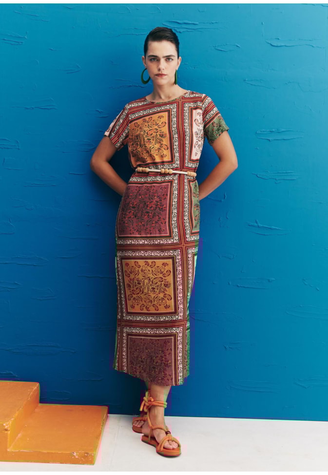 Camisão Detalhe Lateral Estampado Los Tapes