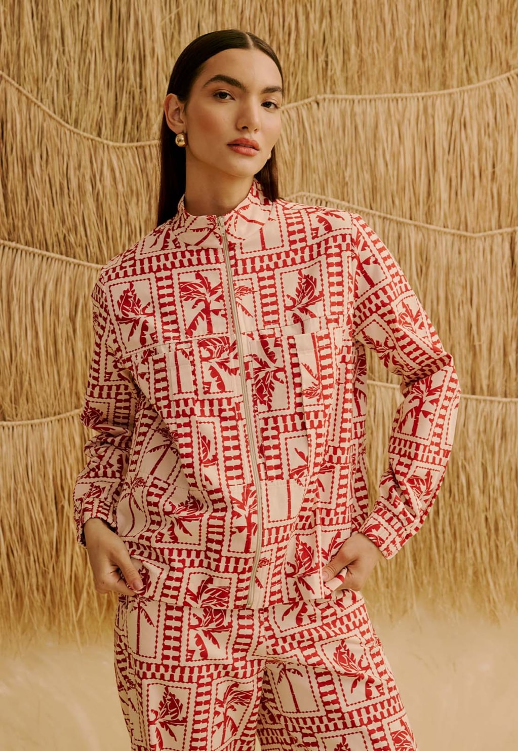 Casaco com Bolsos Estampado Yura