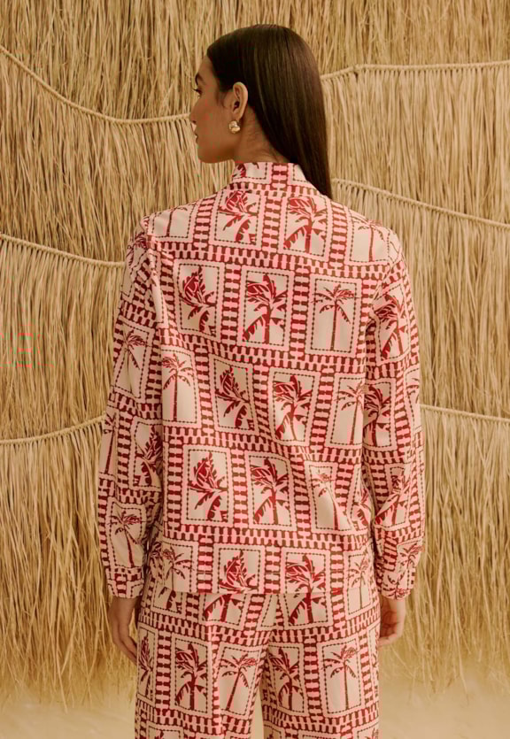 Casaco com Bolsos Estampado Yura Vista Traseira