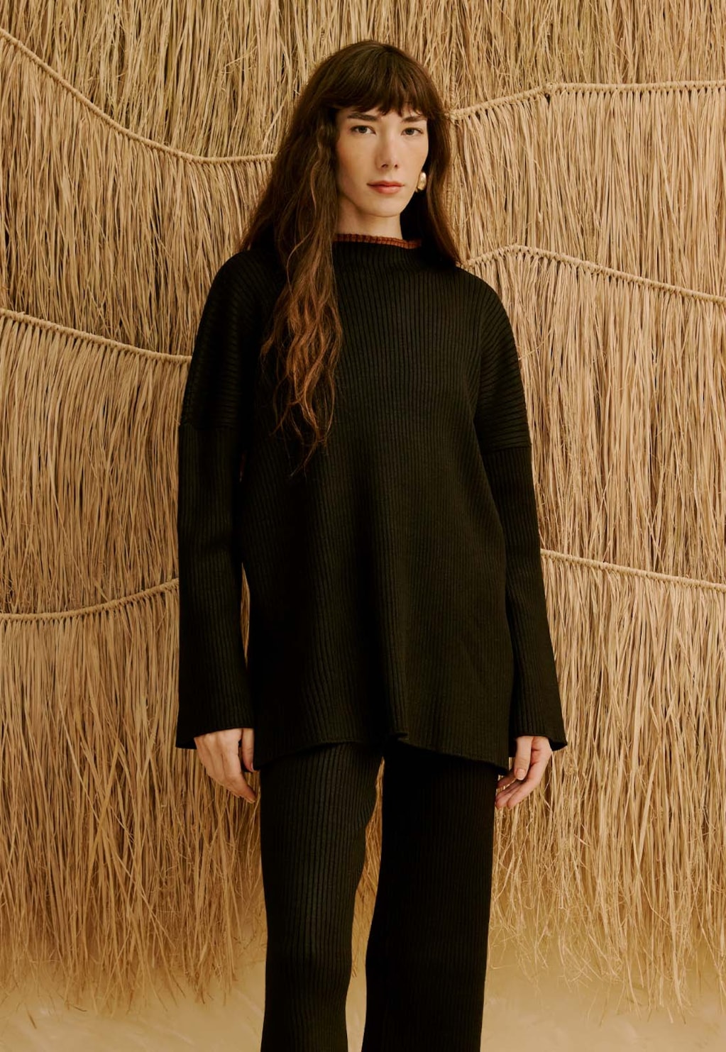 Casaco em Tricot com Gola Alta