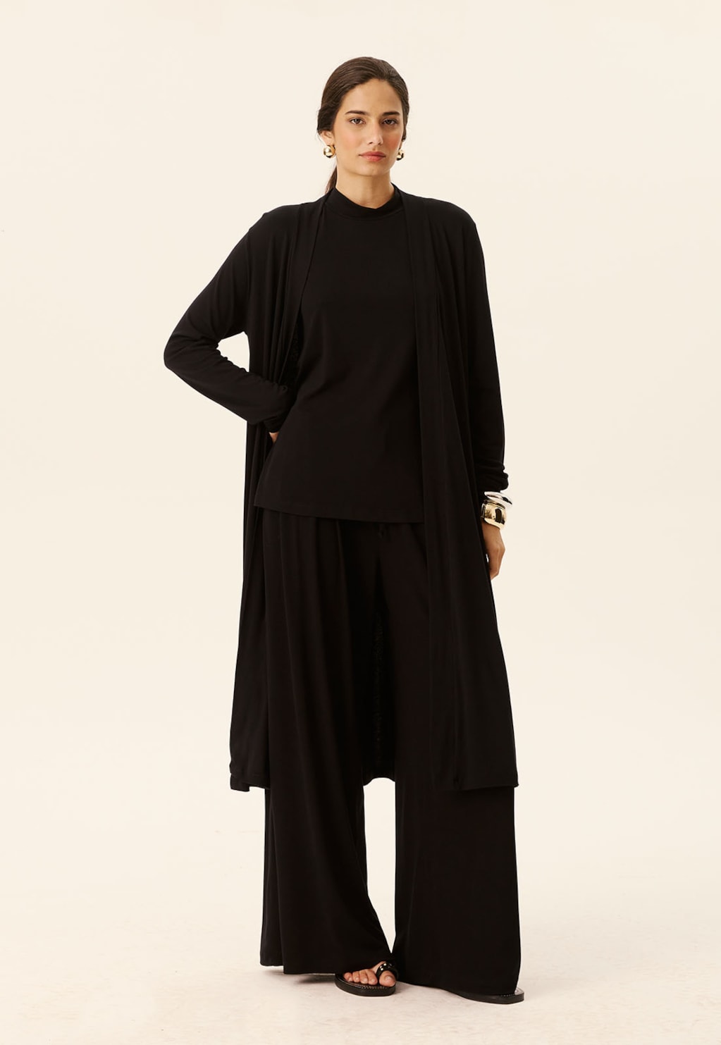 Casaco Longo com Fendas Laterais