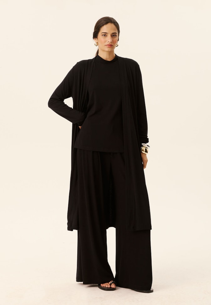 Casaco Longo com Fendas Laterais