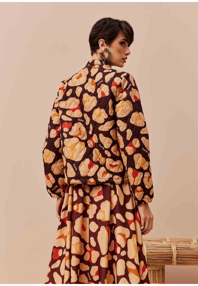 Casaco Puffer Matelassê Estampado Sami