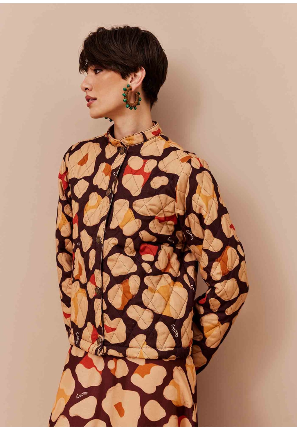 Casaco Puffer Matelassê Estampado Sami