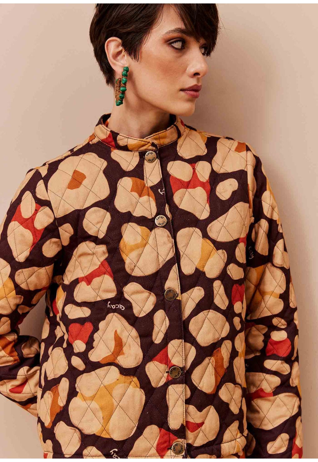 Casaco Puffer Matelassê Estampado Sami