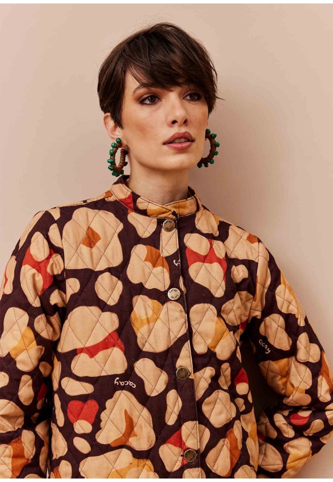 Casaco Puffer Matelassê Estampado Sami