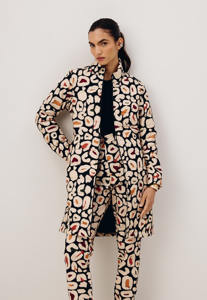 Casaco Puffer Matellassê Estampado Onza