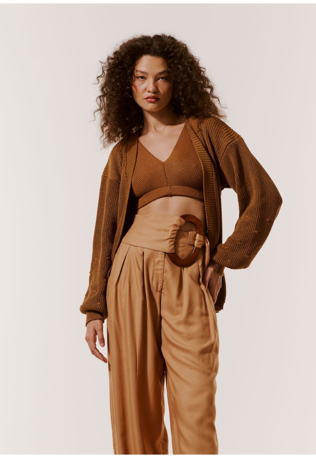 Casaco Tricot Ponto Pipoca