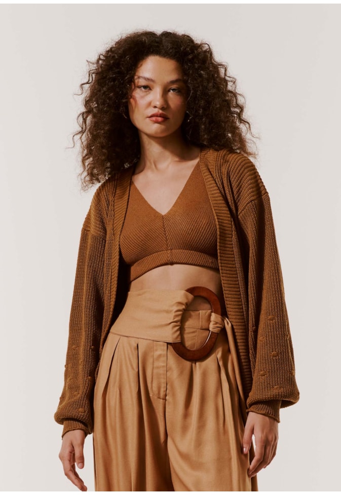 Casaco Tricot Ponto Pipoca