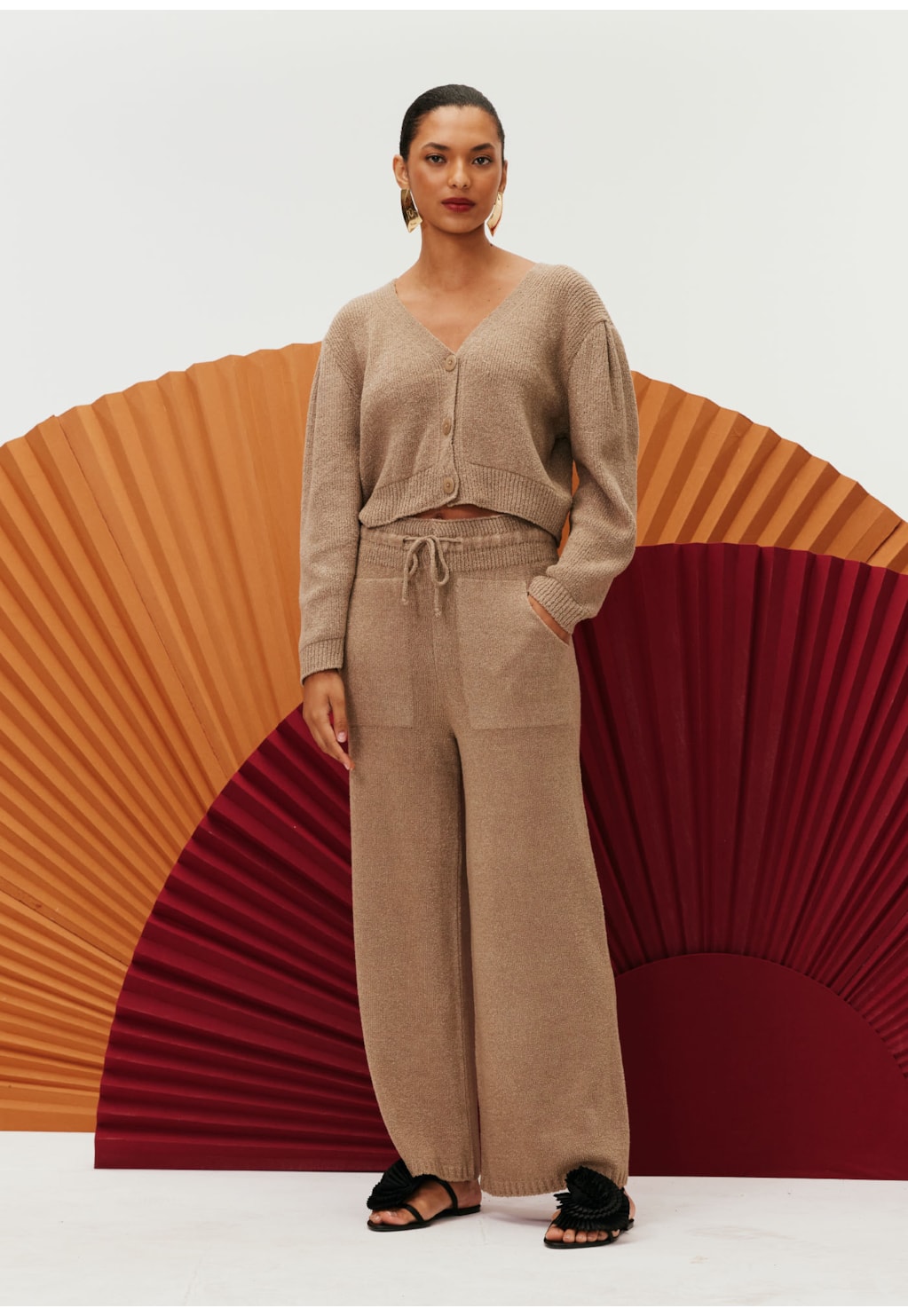 Casaco Tricot Pregas Manga