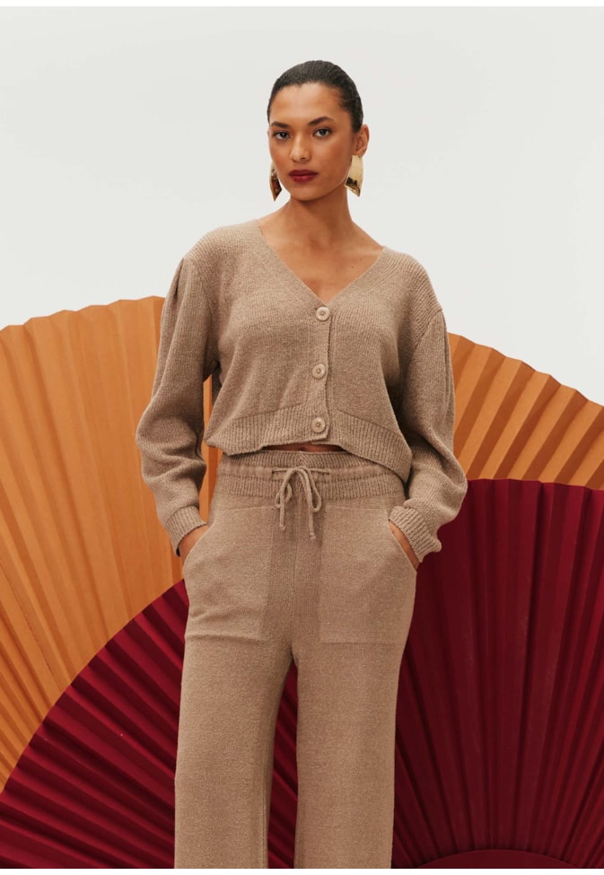 Casaco Tricot Pregas Manga