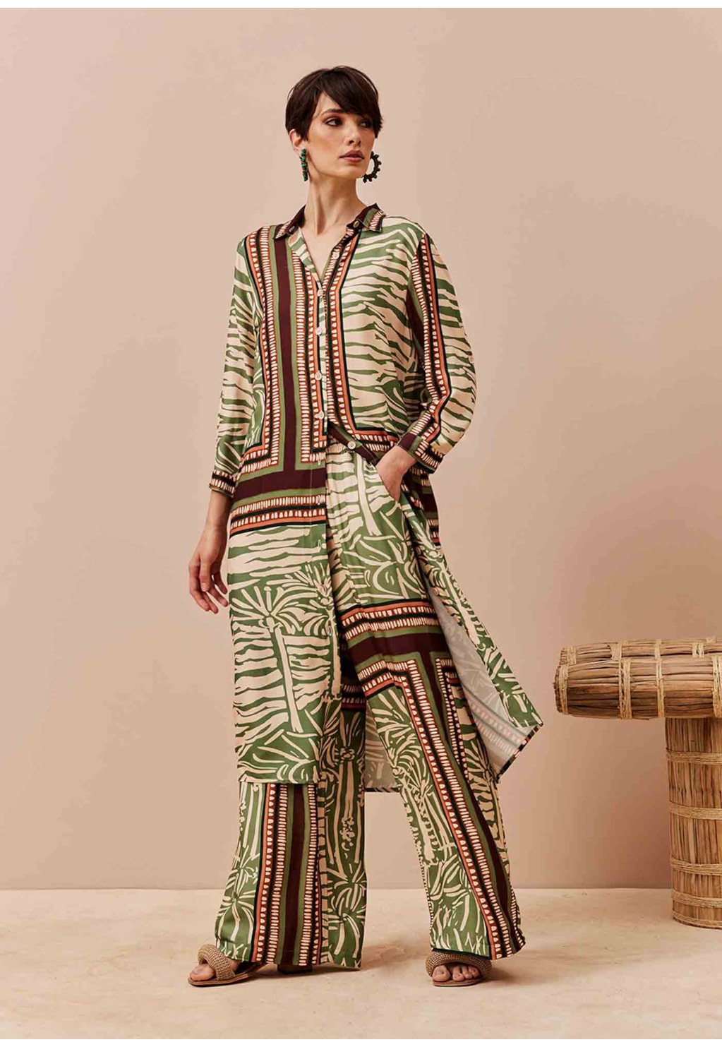 Chemise Alongada Estampada Laguna