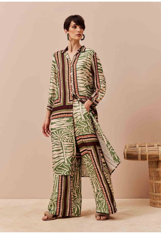 Chemise Alongada Estampada Laguna