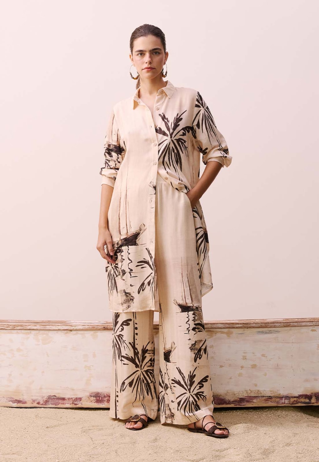 Chemise Alongada Estampada Navegar