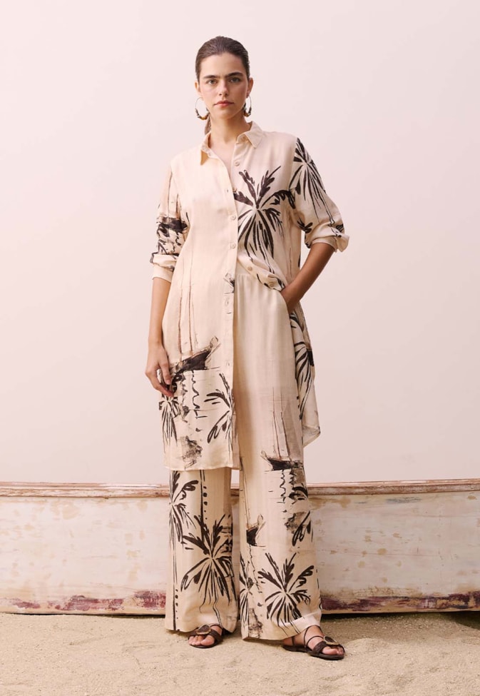 Chemise Alongada Estampada Navegar