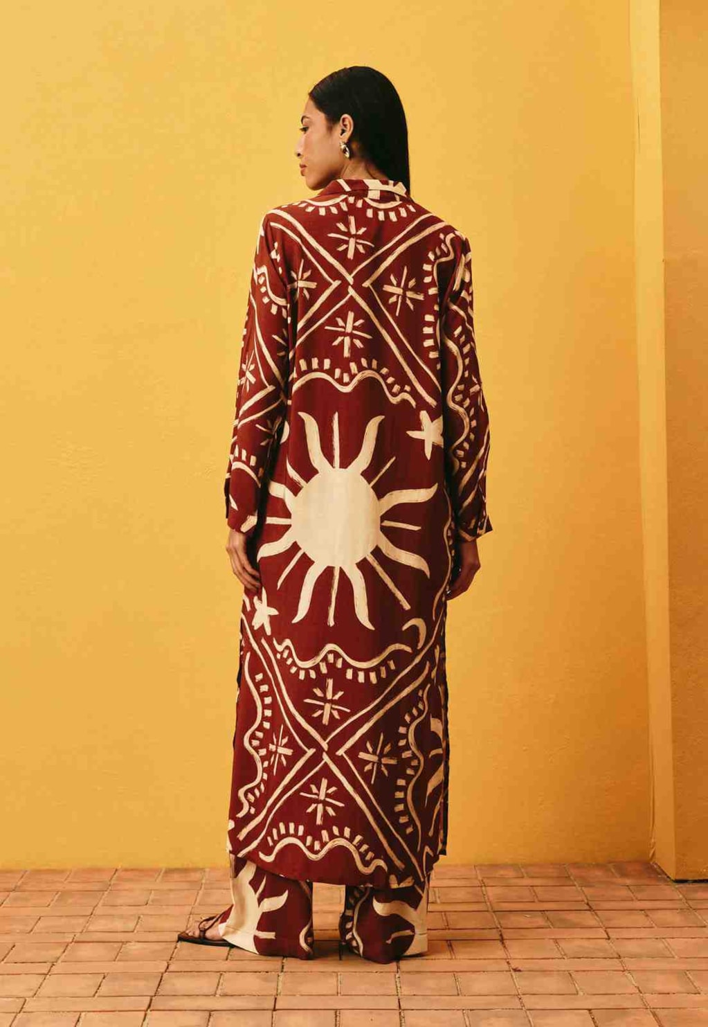 Chemise Alongada Estampada Solar