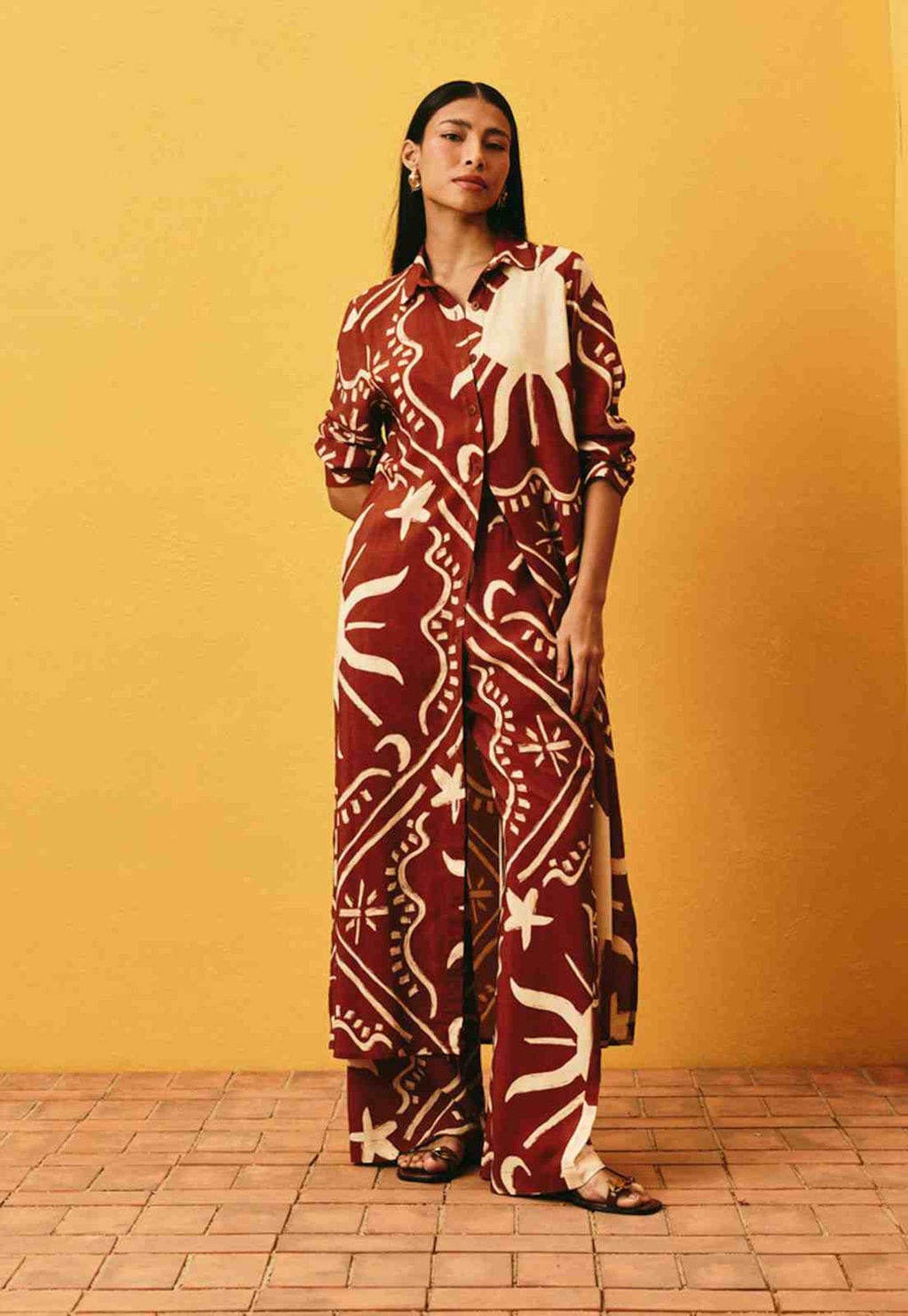 Chemise Alongada Estampada Solar