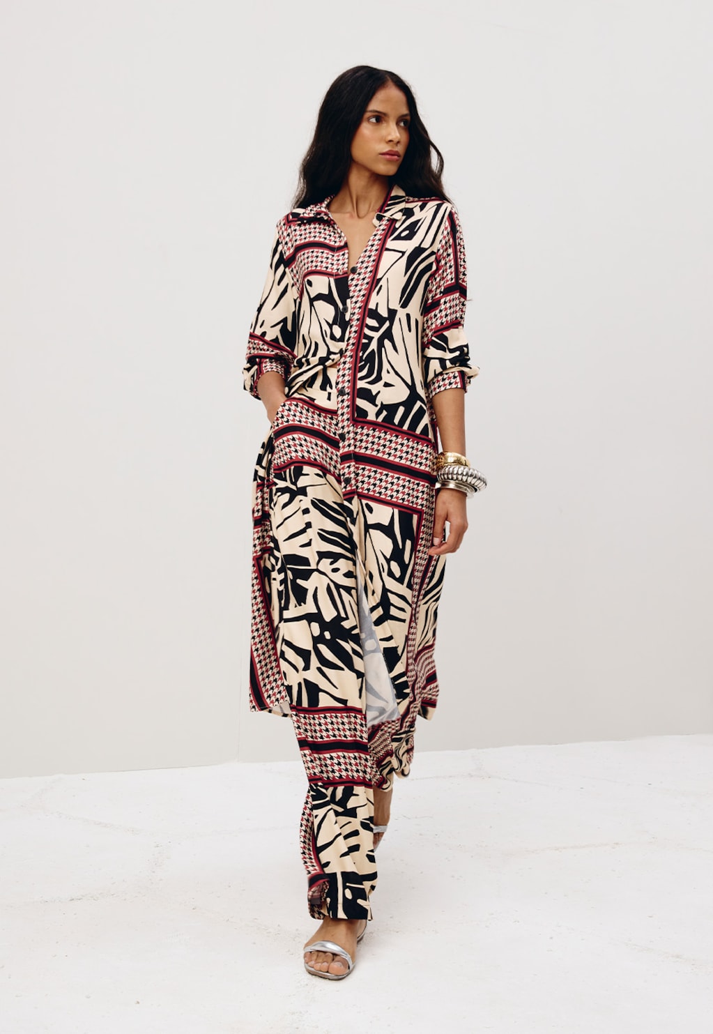 Chemise Alongado Estampada Costilla