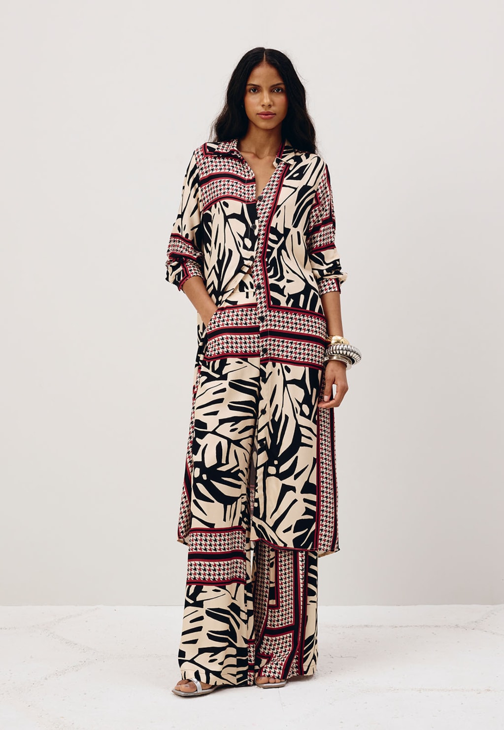 Chemise Alongado Estampada Costilla