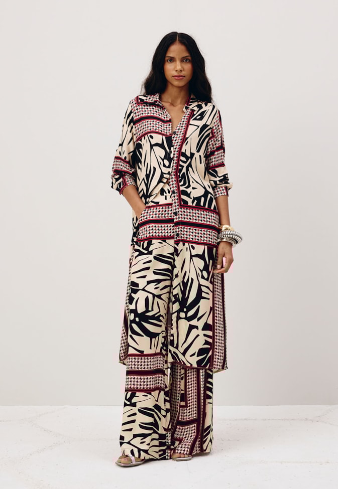 Chemise Alongado Estampada Costilla