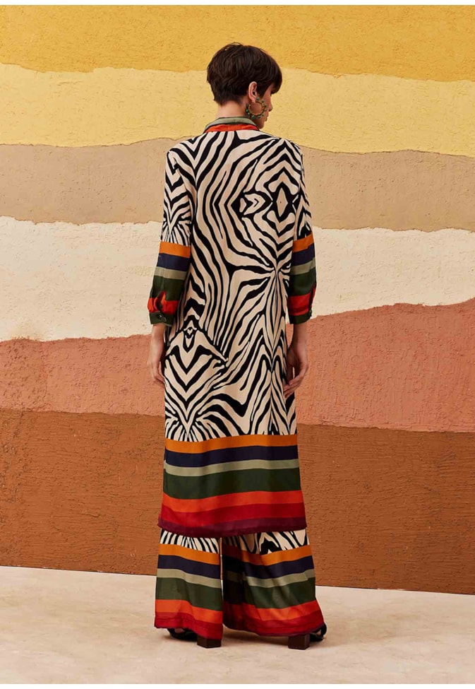 Chemise Alongado Estampado Zebra Color