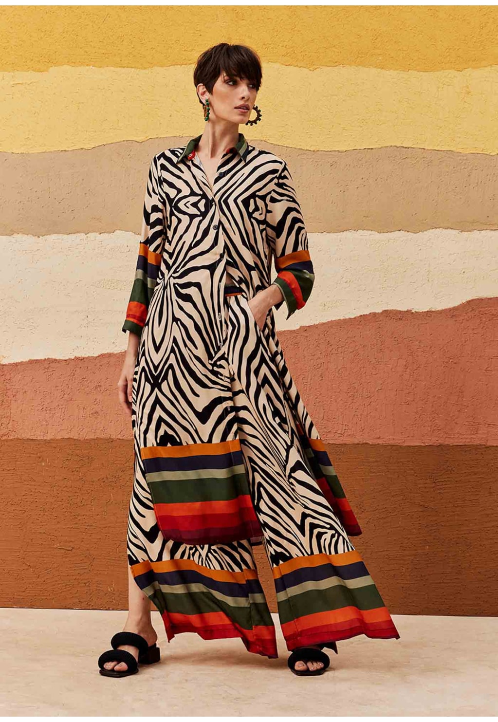 Chemise Alongado Estampado Zebra Color