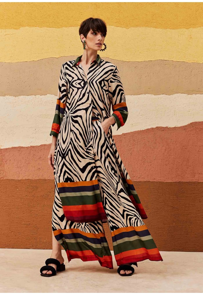 Chemise Alongado Estampado Zebra Color