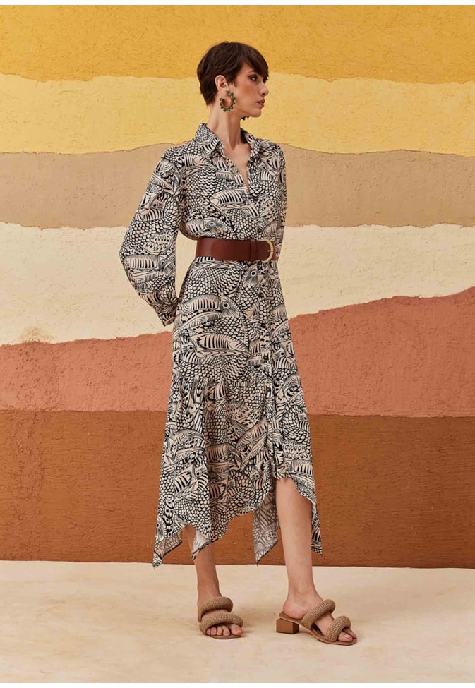 Chemise com Pontas Estampada Tucán