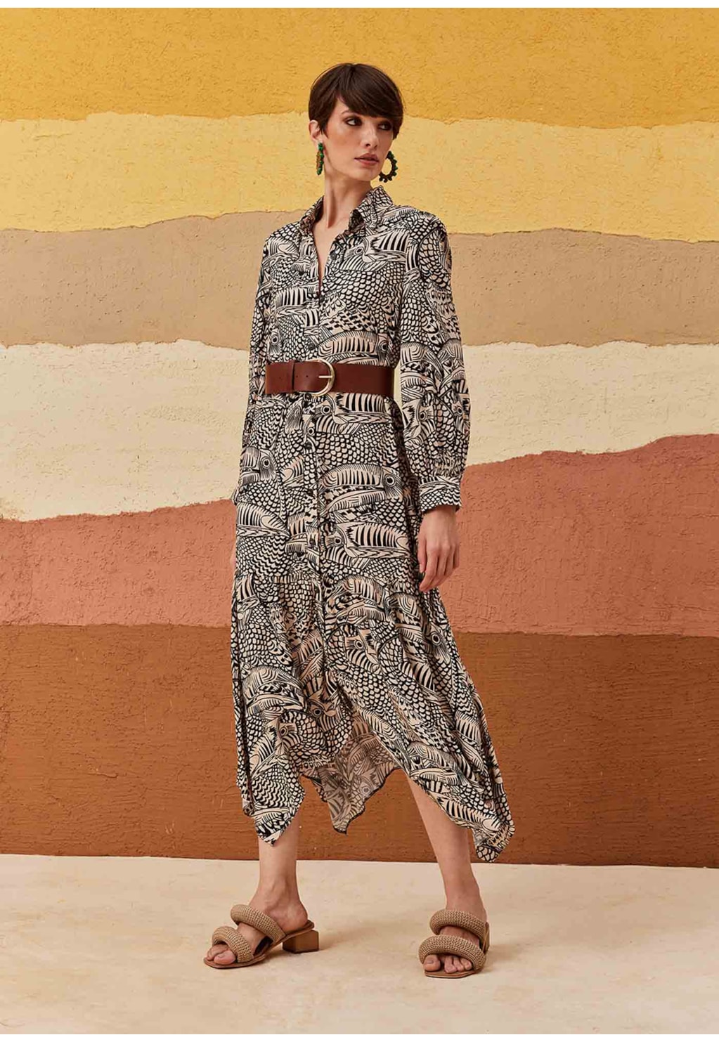 Chemise com Pontas Estampada Tucán