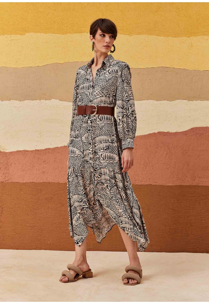 Chemise com Pontas Estampada Tucán