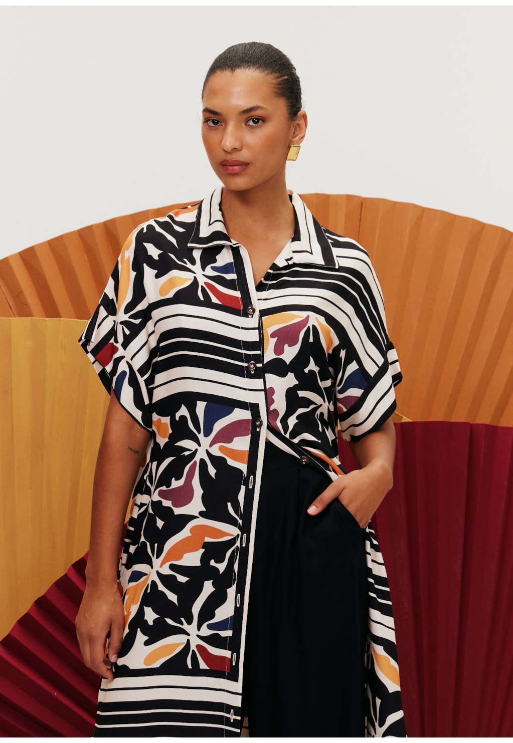 Chemise Kimono Estampada Mambo