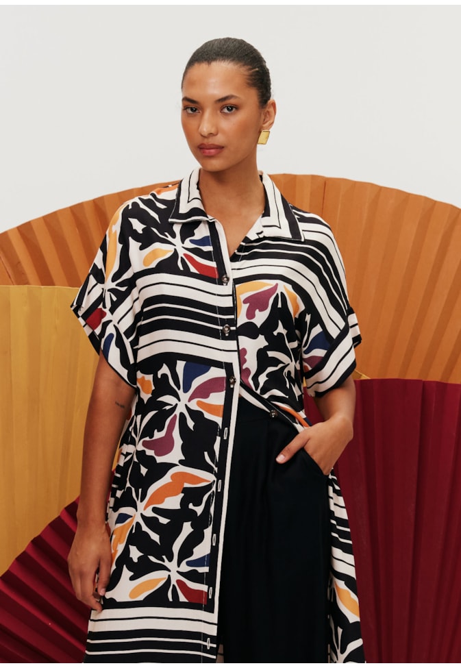 Chemise Kimono Estampada Mambo