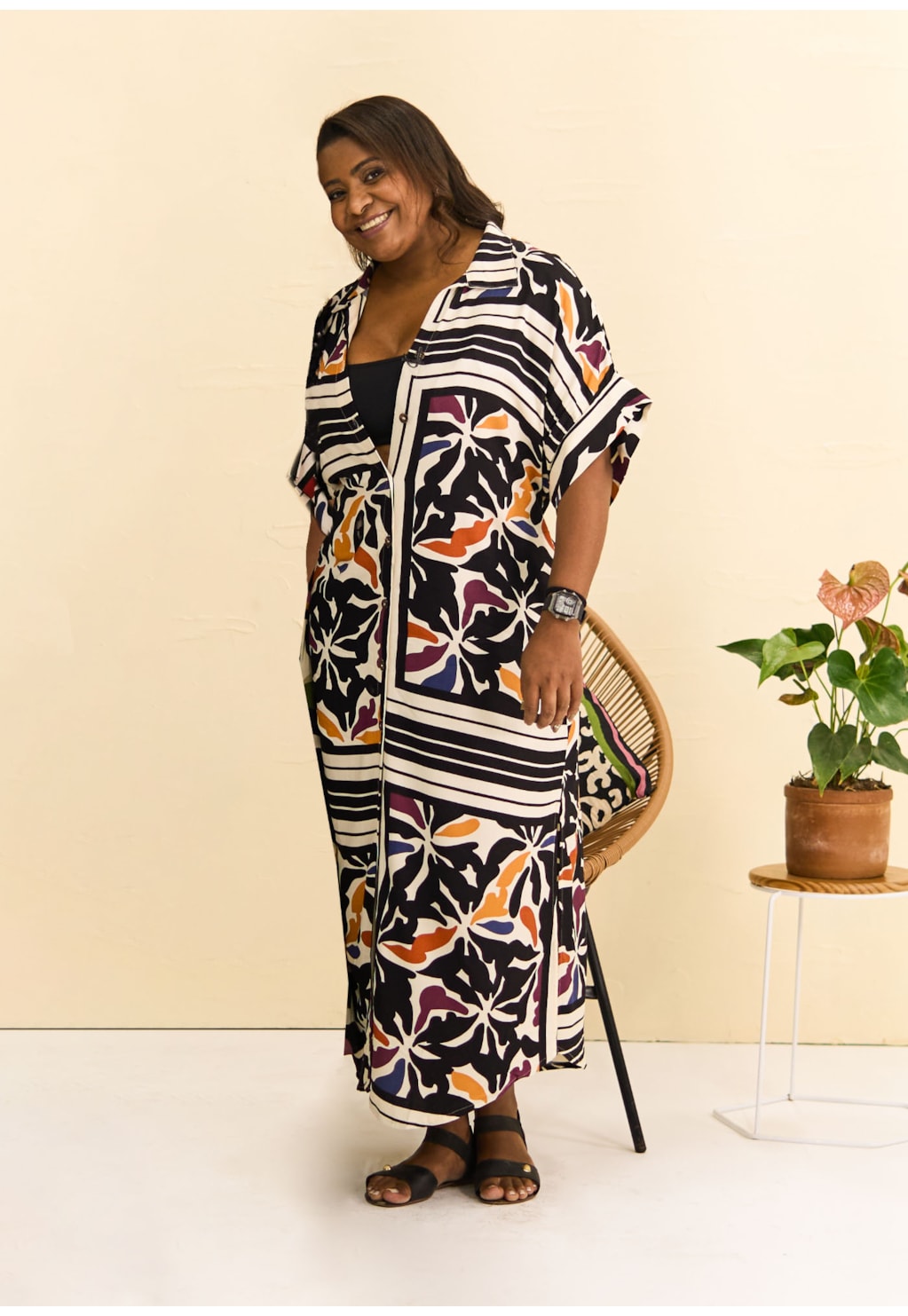 Chemise Kimono Estampada Mambo