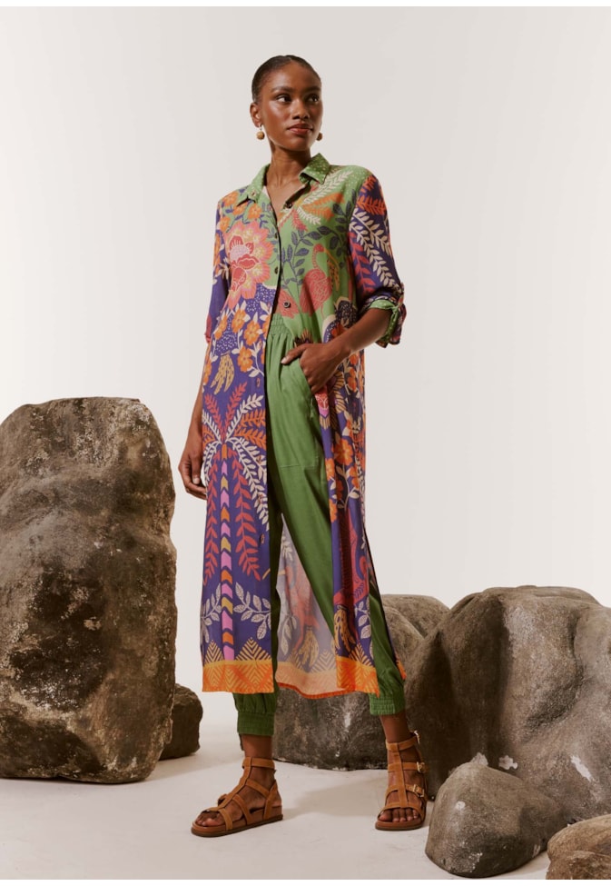 Chemise Maxi Midi Estampada Copaíba